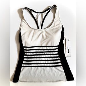 DKNY SWIM black and white racerback tankini. XS new with tags.